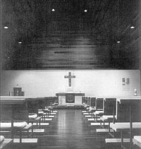 Ein schwarzweiß Bild der Erlöserkirche von damals.